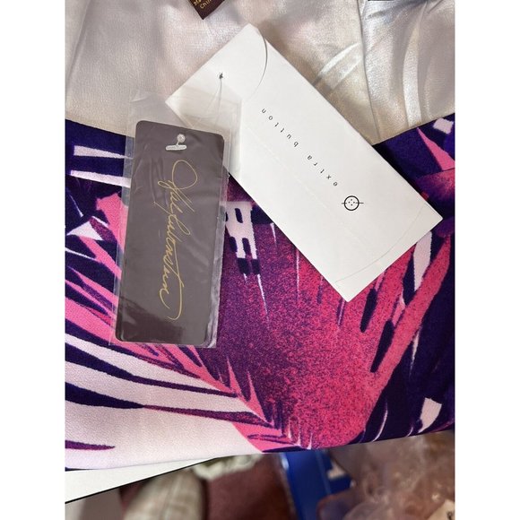 Hal Rubenstein 16W satin slip Pink Purple Floral Tropical Hawaiian Lined Skirt - Picture 9 of 10